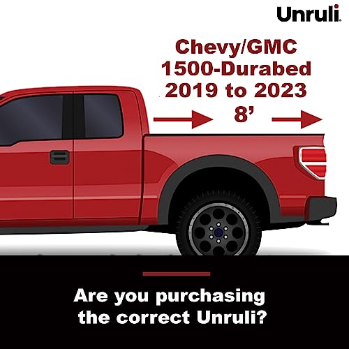 Unruli Liberator Tonneau Cover With Removable Sliding Cargo Box - Chevy/Gmc 1500 Durabed - Years 2019-2023 - 8’ Truck Bed - Pickup Truck Bed Storage Box Secures Small Cargo Under Truck Bed Cover #TOP6