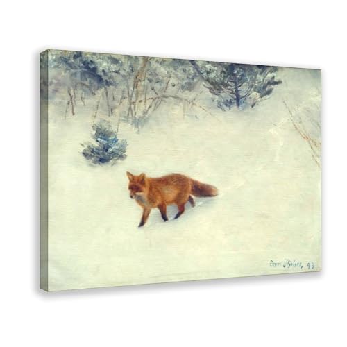 Toile The Fox 1893 Bruno Liljefors pour embellir un salon ou un bureau