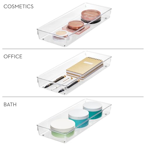 Image of InterDesign Linus Kitchen Drawer Organizer - Set of 2 Storage Trays for Silverware and Utensils - Clear