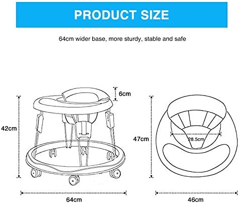 UBRAVOO Adjustable Baby Walkers for Baby with Easy Clean Tray, Universal Wheeled Walker, Anti-Rollover Folding Walker for Girls Boys 6-18Months Toddler, ZM-01, Gray