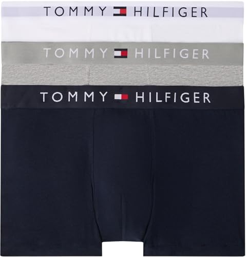 Tommy Hilfiger Homme Boxer Lot de 3 Slip Sous-Vêtement, Multicolore (Grey Htr/White/Desert Sky), L