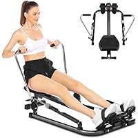 Profun Máquina de Remo casa, Remo Hidráulico, Resistencia Ajustable， Pantalla LCD， Carrera de Remo Suave y de Movimiento Completo，Mejorar la Salud del corazón, Negro