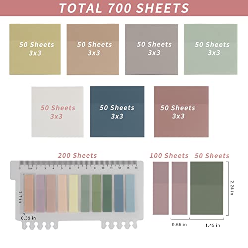 ONEDONE Transparent Sticky Notes 700 Sheets -Clear Sticky Notes for Annotating Books Translucent Book Tabs Book Page Markers Office & School Supplies - Thumbnail 2