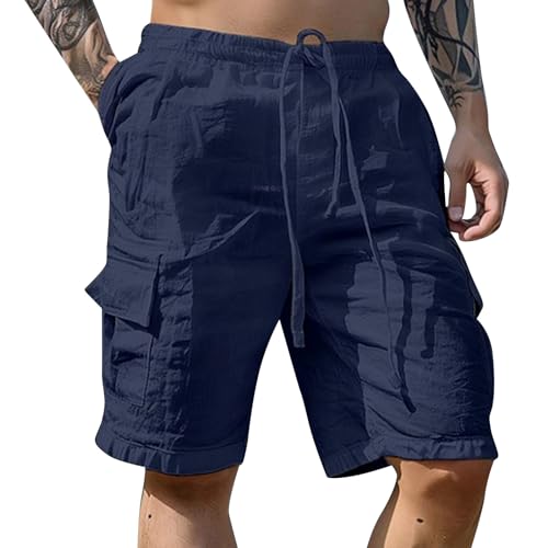 Short d'été décontracté en lin homme léger ample respirant