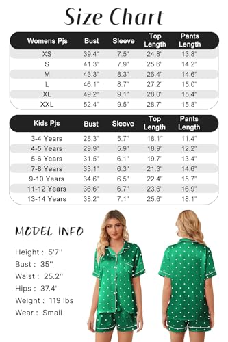 Image of Girls & Womens Satin Pajamas Set, Silk Button-Down Sleepwear 2 Piece Nightwear, 3 Years - Women XXL