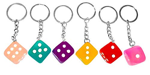 1 Dozen Dice Key Chains - Very Cute! Perfect For Bunco Or Casino Parties - 3" Total Size With 1" Dice #TOP7