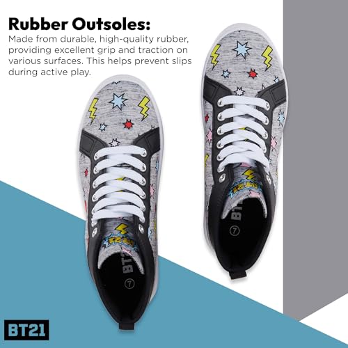 BT21 Line Friends Ladies Sneakers - Officially Licensed Lace Up Sneakers - Tata, Van, Chimmy, Cooky, Shooky and RJ3
