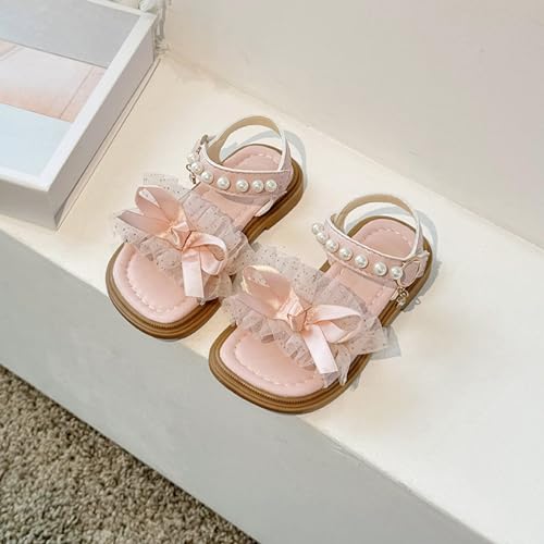 Girls Fashion Bowknot Sandals Summer Beach Outdoor Soft Sole Shoes Pearl Princess Dress Cute Open Toe Casual Flat2