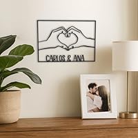 Tres Aristas Cuadro Personalizado con Nombres Pareja y Manos