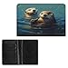 Sea Otters Painting Passport Holder for Travel Document Holders PU Leather Credit Card Holder Minimalist Front Pocket Wallet Fashion Passport Wallet Cover Case Slim Bifold