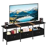 ETEL Small TV Stand for Living Room Entertainment Center with Storage TV Consoles Tables with Fabric Dressers for Bedroom, 50/55/60 inch Television