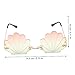 HAKIDZEL Rimless Seashell Sunglasses with Gold Frame Lens Funny Party Glasses for Teens Adults Lightweight Fashion Accessory
