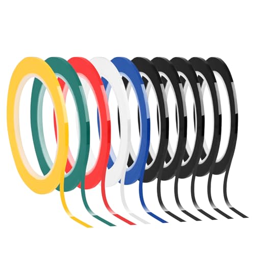 10 Pièces Rubans Adhésifs pour Tableau Blanc, 5 Couleurs Graphique Ruban à Grille Marquage Auto-adhésif, Scotch Couleur pour Bureau, 3 mm x 66 m