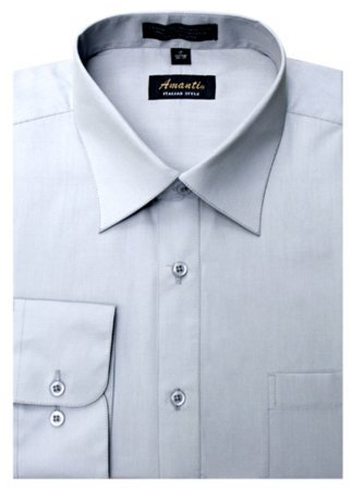 Amanti CL1010-17x36-37 Mens Wrinkle Free Silver Dress Shirt - Silver-17 x 36-37