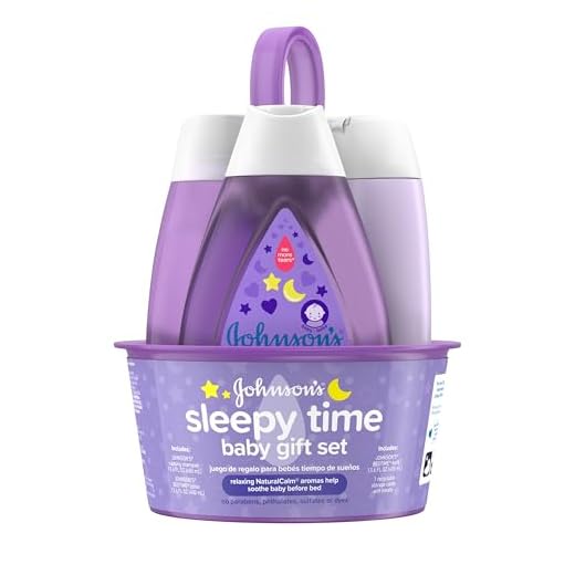Johnson's Sleepy Time Bedtime Baby Gift Set with Relaxing NaturalCalm Aromas, Bedtime Baby Bath Shampoo, Wash & Lotion Essentials, Hypoallergenic & Paraben-Free, 4 Items