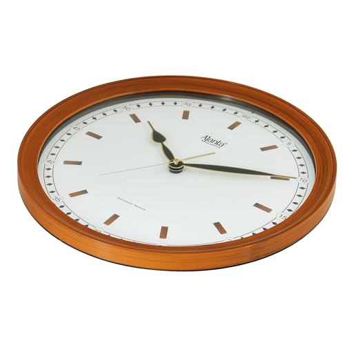 Image of Ajanta Real Silent Sweep Movement Designer analog Clock (341x51x341mm)(Iron Brown) (Teak Print)