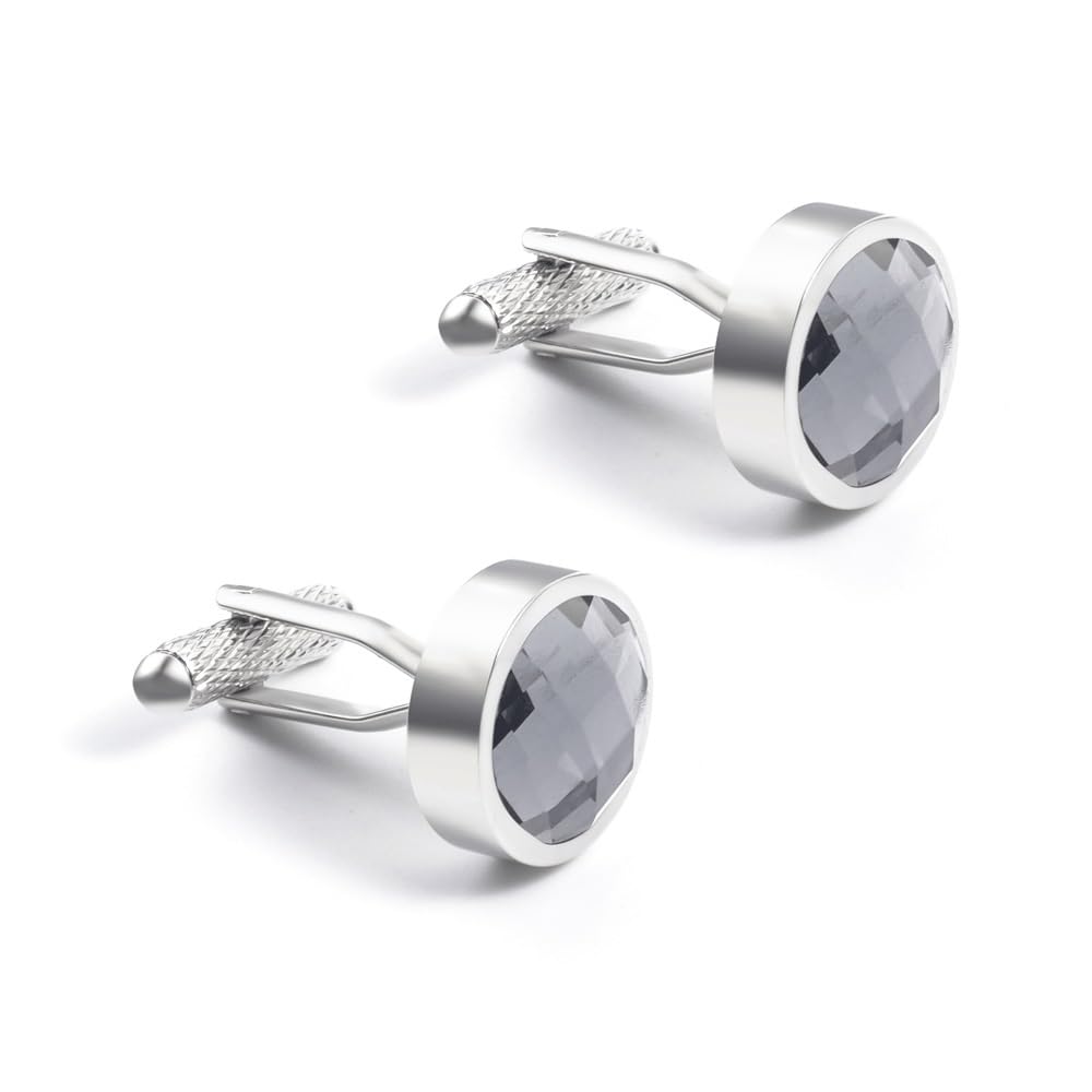 Gemelos franceses con Forma de Joya y Diamantes de imitación de circonita Gris romboide for Hombre(Gray)