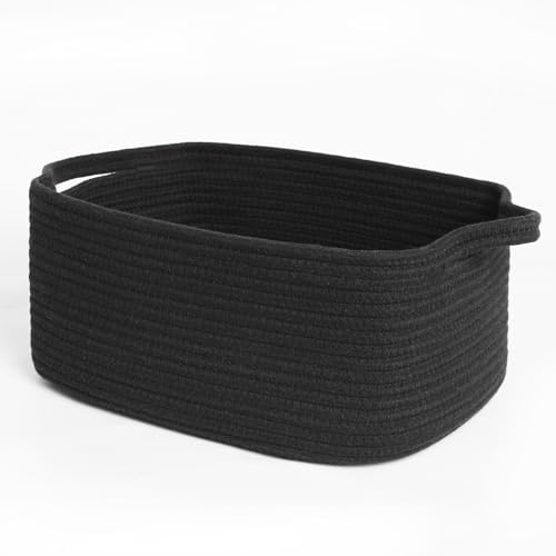 La Mejor Lista de Cestas de regalo - 5 favoritos. 45 MEGASKET Canastas negras tejidas para organizar, canastas de cuerda de algodón para regalos vacías medianas, lindo contenedor de juguetes para perros, organizador decorativo para...