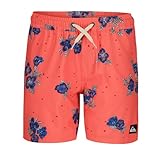 Quiksilver Boys' Volley Swim Trunks with UPF 50+ Sun Protection, Quick Dry Bathing Suit Shorts, Surfsilk Coral, S8