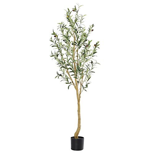 Nafresh Tall Faux Olive Tree，5Ft(60In) Realistic Texture Potted Silk Artificial Olive Tree， Fake Olive Trees Indoor Outdoor For Home Office Living Room Bedroom Foyer Porch Decor. #TOP6