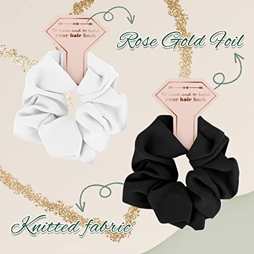 Loanzeg Twill Bridesmaid Scrunchies Bachelorette Hair Ties Set Of 12 Bridal Shower No Damage Hairties Ideas Gift For Wedding Party Favors Bridesmaid Proposal Gifts (White&Black) #TOP1