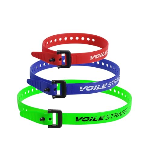 Voile Straps 3 Pack Nylon Buckle | 3-Pack of Heavy-Duty UV-Resistant Polyurethane Straps | 15 20 and 25 | Outdoor Bikepacking Repairs Made in USA (Red-Blue-Green)
