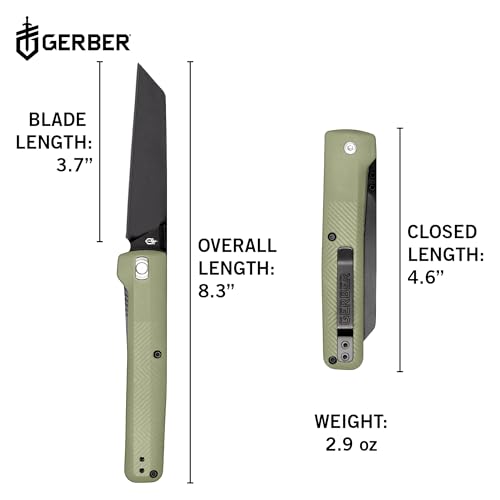 Gerber Gear Pledge Pocket Knife with Pocket Clip - 3.7" Full Panel Plain Edge Blade Folding Knife - EDC Gear and Equipment - Lichen Green - Image 2
