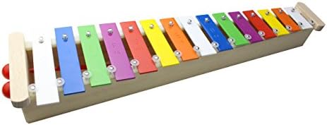 ProKussion 15 Key Soprano Glockenspiel with Wooden Resonating Chamber and Removable Keys (6 Extra Keys and 4 Beaters)