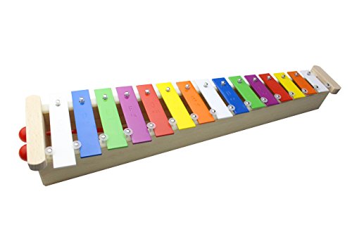 Prokussion 15 Key Soprano Glockenspiel With Wooden Resonating Chamber And Removable Keys (6 Extra Keys And 4 Beaters) #TOP1