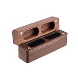 NICENEEDED Caja para anillos de boda, caja portadora de anillos de madera, caja de doble anillo vintage de recuerdo rústico, soporte para anillos de boda, caja de joyería para propuesta, ceremonia de