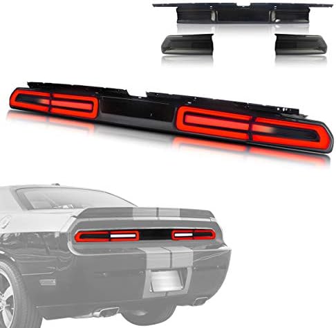 YUANZHENG Full LED Sequential Tail Lights for [Dodge Challenger Coupe 3rd Gen 2008 2009 2010 2011 2012 2013 2014] with Reverse Lights Integration YAB-DG-0298 (Red - Amber Turn Signal)