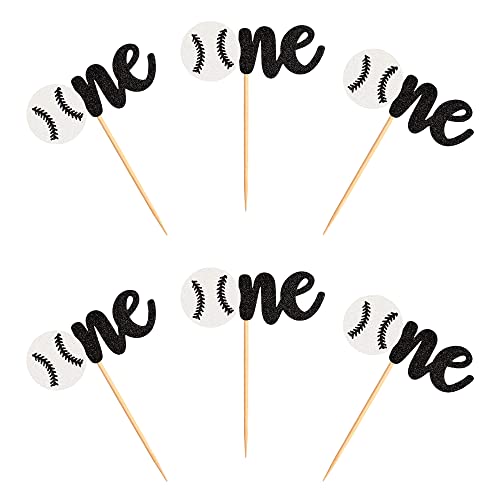 Ercadio 24 Pack Baseball One Cupcake Toppers Glitter Baseball 1St Birthday Cupcake Picks Sports Theme One Cupcake Decors For Baby Shower Birthday Party Supplies #TOP6