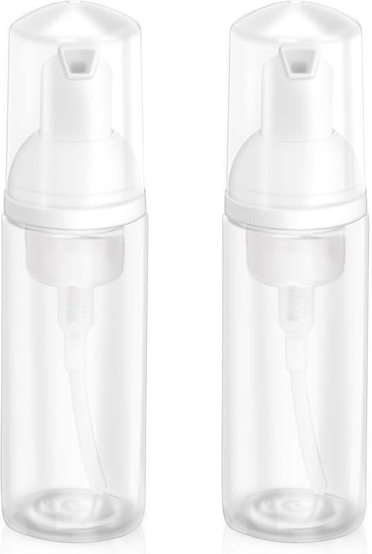 Zuihug Frasco plástico espumador recarregável transparente com bomba, 60 mL, pacote com 2