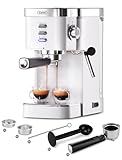 Gevi Espresso Kaffeemaschine Espressomaschine mit professionellem Milchaufschaumdüse,Klein Kaffeemaschine Espresso für Cappuccino,Latte & Macchiato,1.2L Wassertank,Weiß