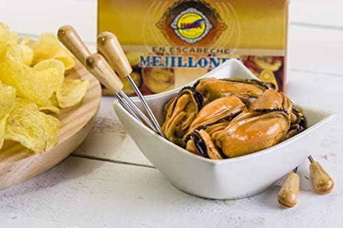 Hoya Santoña Mejillones en Escabeche - Pack 5 latas de 112g/8-12 piezas (560g/40-60 piezas). Conserva Gourmet de mejillones en escabeche medianos de Galicia.