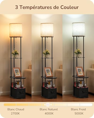 Lampe de chambre LED E27 réglable avec tiroir de rangement - 2