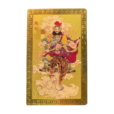 DMtse Chinese Feng Shui God of Wealth Caishen Zhao Gongming Army General Riding A Tiger Amulet Card for Good Luck Auspicious Success Cover