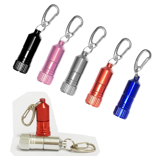 Minil Flashlight Keychain Torch Mini,5 PCS Aluminum Key Ring Torch,Bright Tiny Flashligh,Pocket small Flashlight EDC,Mini Torches for Daily use,Classroom rewards,Gift giving Camping Hiking Outdoors