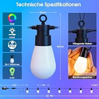 LED Lichterkette Außen Strom Weihnachten - 32M Bunt RGB Farbwechsel – Ansicht 5