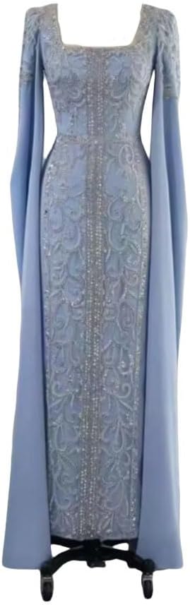 Blue Mermaid Evening Dress Slim Fit Trumpet Gown for Evening Events Lace Party Dress