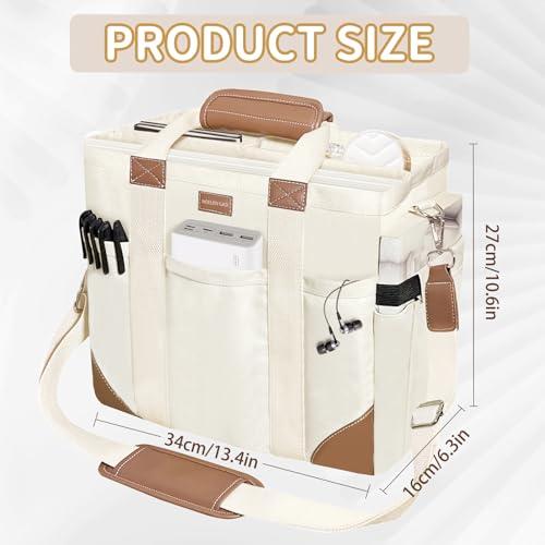 Large Canvas Tote Bag for Women,Laptop Crossbody Purses Everyday Bag Big Cpacity Purse Reusable Handbags for Work Beach Gym (White)3