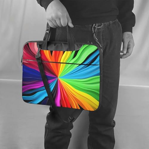 Housse ordinateur résistant aux chocs arc-en-ciel avec sangle