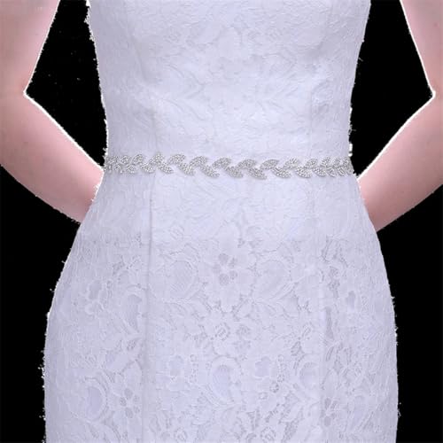 Women's Rhinestone Applique Bridal Wedding Belt, Silver Satin Dress Accessory, Everyday Belt 5