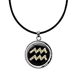 Fait en Allemagne metALUm Pendentif exeptionnelsous Forme Ronde Signes d\'étoile Le Verseau dans l\'or