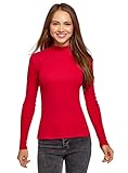 Style Vestimentaire: Casual oodji Ultra Femme sous-Pull Basique en Coton, Rouge, M