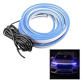 LOLOVI Universal Auto Tagfahrlicht Atmosphäre Licht 180 cm Durchgang LED Licht Streifen Dekor für die meisten Autos, Blau