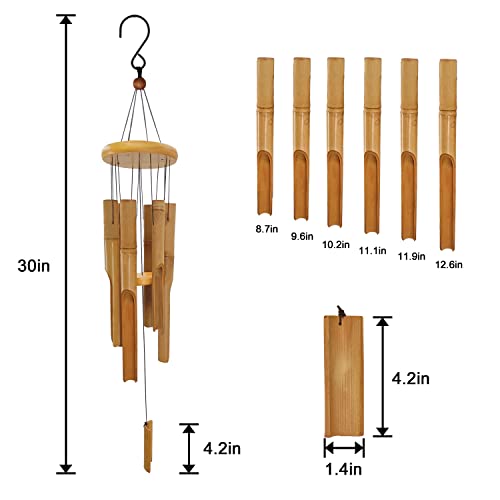 Howarmer 30'' Wooden Wind Chimes For Outside, Bamboo Wind Chimes With Soothing Melody , Zen Wind Chimes With Nature Sounds For Meditation, Handcrafted Wind Chimes For Garden, Patio, Home Decor #TOP3