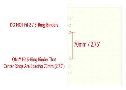 A5 6-Ring Binder/Planner Refill Paper for Filofax, 6 Hole, 100 Sheets/200 Pages, Dot Grid - Thumbnail 4