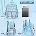 Ensccant Backpack for Girls with 14Pcs Accessories - Anime Schoolbag Cartoon Backpack Laptop Bookbags Anti-Theft Travel Aesthetic New Semester Gifts Bag with Pins,ID Badge Holder,Stationery - Blue