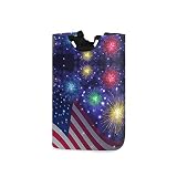 BEUSS Feu d'artifice Bleu Rêve Américain Panier à Linge avec Poignée Grande Capacité Corbeille a Linge Sac à Vêtements Pliable pour Maison Laver la Buanderie